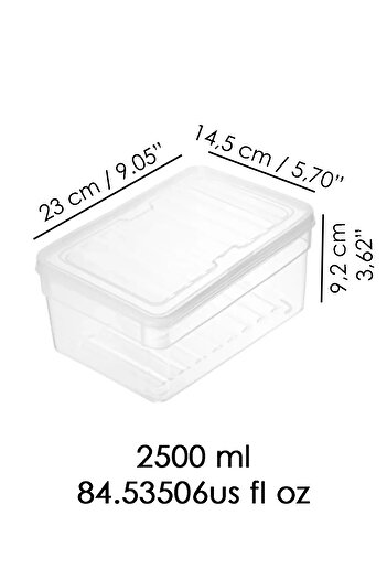 Meleni Home 1 Adet Derin Mikrodalga Uyumlu Saklama Kabı - Organizer Düzenleyici Gıda Erzak Kabı 2500 ml Şeffaf