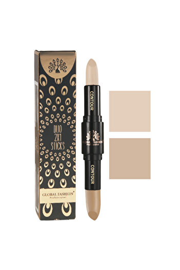 global fashion Duo 2-in-1 Contour & Highlight Stick – 4 Shades, Cream to Powder Dual-Ended Sculpting Pen,Waterproof