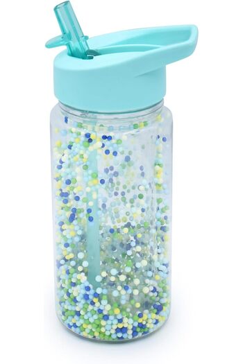 Melii Double-Wall Water Bottle With Straw - Sparkles & Balls for Sensory Play - For Babies, Toddlers