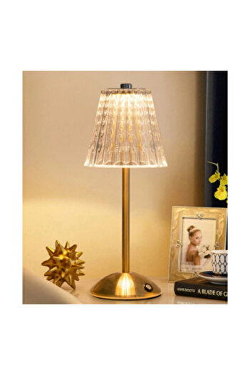 Led Diamond Crystal Metal LED Table Lamp - Gold 26X12X12cm