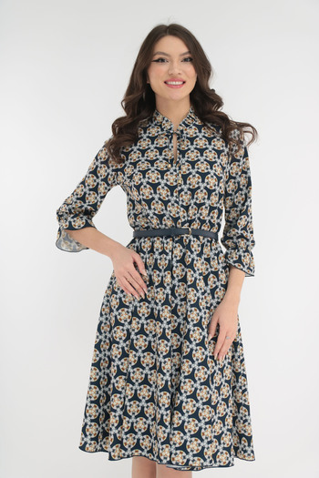 Vanessa Line RO Navy blue wrap dress with a navy blue belt at the waist