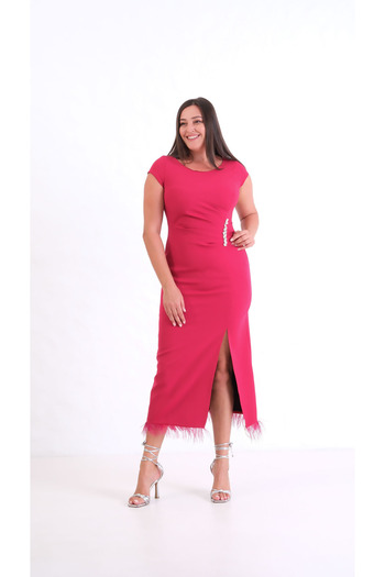 Lafaba Women's Burgundy Plus Size Otrişli Söz Engagement Wedding Evening Dress