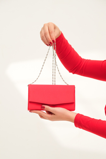 ROZA CANTA Red Satin Women's Mini Box Shoulder Evening Dress Bag