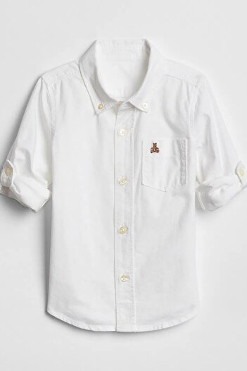 GAP Convertible Baby Boy White Oxford Shirt