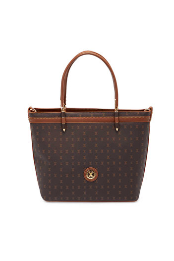 Tergan Brown Print Women's Handbag - S25K1Pr09179-T4J