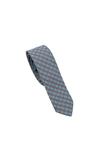 Brianze Coffee Blue Patterned Slim Tie