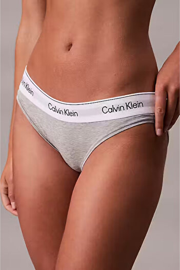 Calvin Klein Kadın Logo Şeritli Bikini Külot - Gri