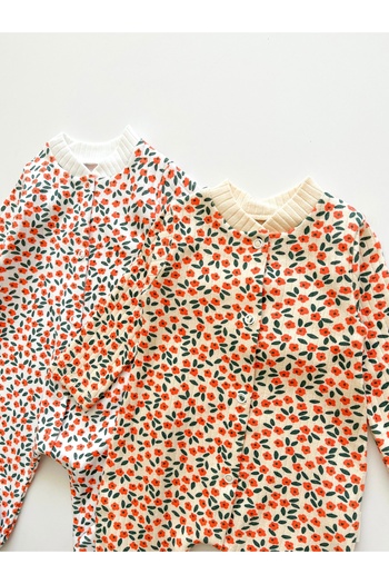 COOLMINIES Baby Girl 2-Piece Floral Patterned Romper Set with Booties, Newborn Baby Romper 100% Cotton Fabric