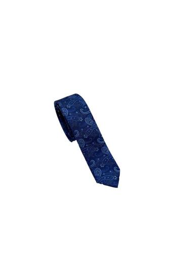 Brianze Navy Blue Paisley Pattern Slim Tie