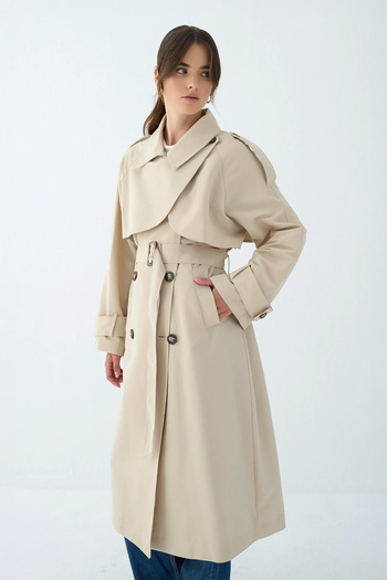 diesre Pocket Collar Trench Coat 5983 - Stone Color