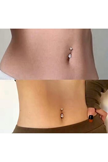 BY YASİN TOPÇU ✨ Damla Işıltı Çelik Göbek Piercing ✨