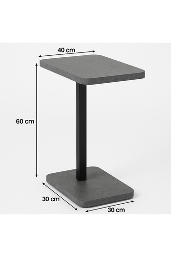 TSUMAB Modern Rectangular Side Table with Stone-Effect Top – Compact Accent Table