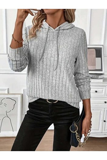 JANES Women's Hooded Lace-Up Detailed Long Sleeve Camisole Blouse