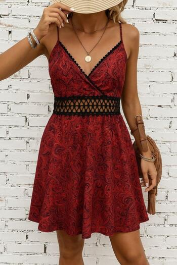 Mossta Double-Breasted Collar Patterned Mini Single Jersey Dress - Red