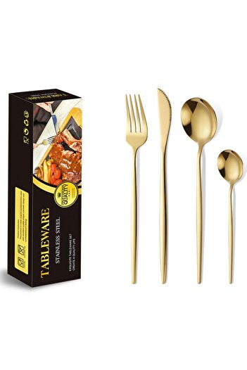 Flippy Set de tacâmuri portugheze, Flippy, din oțel inoxidabil, 24 de piese, auriu
