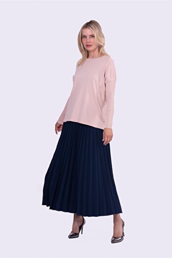 Invee Cuffed Sleeve Knitwear Tunic Pudra