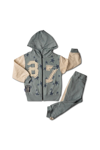 Mamboo Boys' Tracksuit with Gray Hoodie - Beige