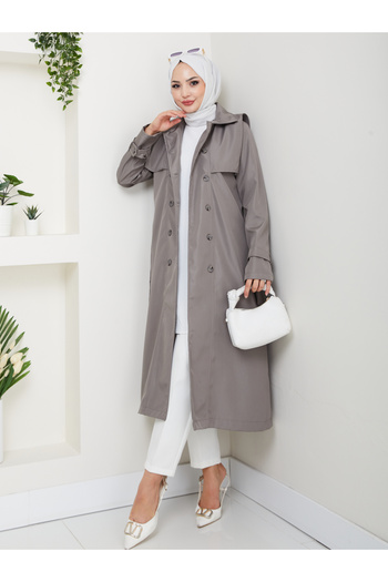 badibadii Trench Coat with Button Detail