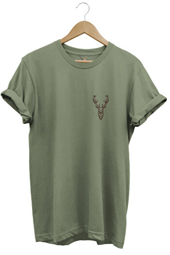 WİDİ Hunting Avcılık Minimal Deer Hunting Printed 100% Cotton Regular Fit Unisex T-Shirt