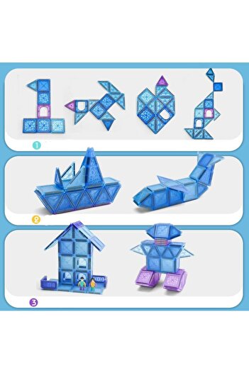 Generic Building Blocks Magnetic Tiles, Frozen Theme, 128 Pieces, Educational Construction Set
