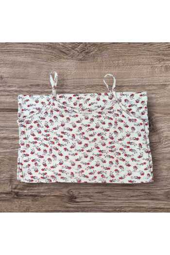 ESTA STORE Red Floral Print Halter Tank Top