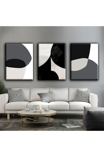 Harikabirev TABLOR ABSTRACT NEGRU-GRIS 05 | TABLO PE Pânză FĂRĂ CADRU 3L VEZI CZSDKYKNVS