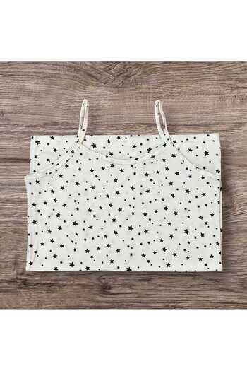 ESTA STORE White Star Patterned Strap Tank Top