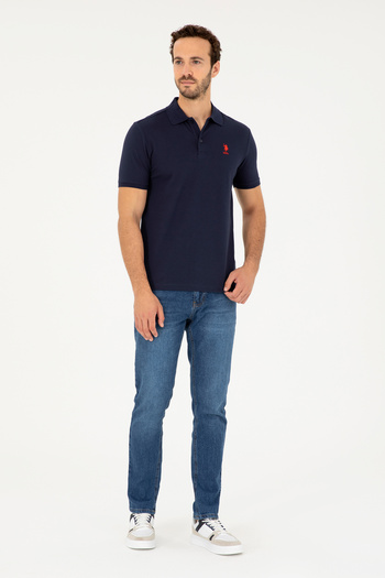 U.S. Polo Assn. Men's Navy Blue Textured Polo Shirt