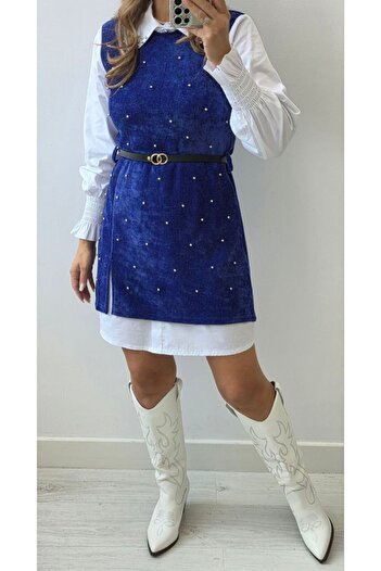 styleFlex Rochie din catifea reiată și cămașă albă