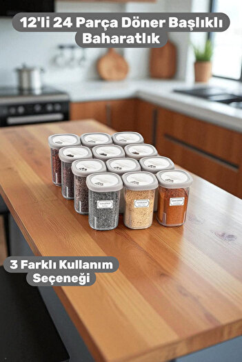 Buclee Lion 12-Piece 24-Compartment Rotating Spice Rack Set Kitchen Organizer Spice Rack Set