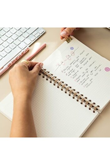 STOREMAX Snshop A5 Spiral Bound Hardcover Linen Checkered Undated Notebook Cream 467437