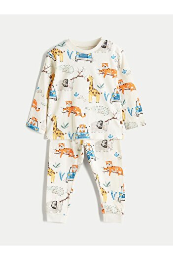 LC Waikiki LCW baby Bisiklet Yaka Baskılı Erkek Bebek Pijama Takım