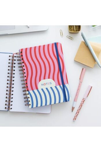 STOREMAX Sellbuyst A5 Spiral Bound Hardcover Elasticated Checkered Undated Notebook Waves Trendy 266450