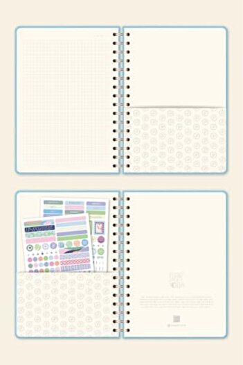 STOREMAX Snshop A5 Spiral Bound Hardcover Linen Checkered Undated Notebook Blue 467437