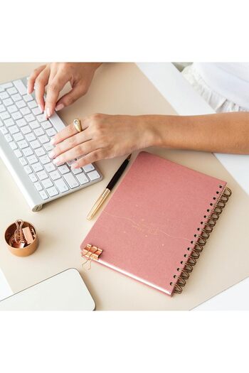 STOREMAX Sellbuyst A5 Spiral Bound Hardcover Linen Lined Undated Notebook Pink Trendy 266450