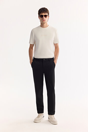 Avva Men's Black Jersey Chino Pants with Elastic Sides A52Y3053