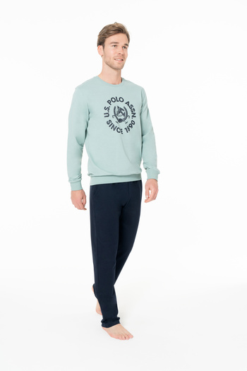 U.S. Polo Assn. Men's Licensed Printed Pocket Detail 100% Cotton Mint Pajama Set - Mint - Bcp1.18Q94K0-E-Mint