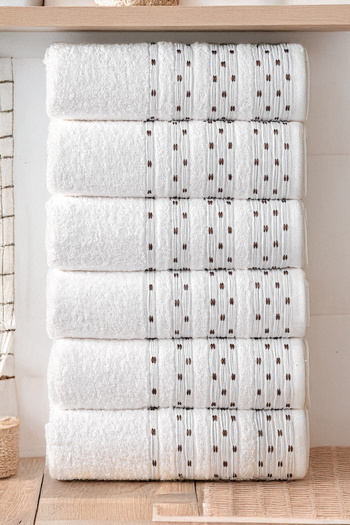 Isessia 6 Pieces 50X90 Cotton Hand and Face Towel Set Modern Patterned Towel Set