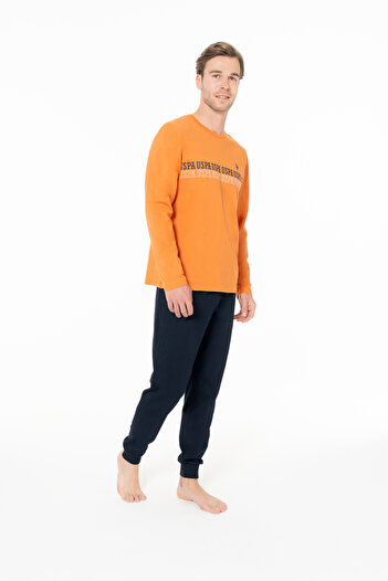 U.S. Polo Assn. Men's Crew Neck 100% Cotton Orange Comfortable Home Wear - Orange - Ilc2.18A95E3-Itur