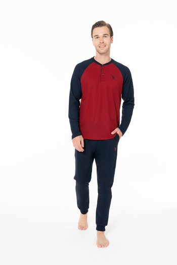 U.S. Polo Assn. Men's Collar Placket Color Gradient Burgundy Pajama Set - Burgundy - Bynva18Y96A0-Cbordo