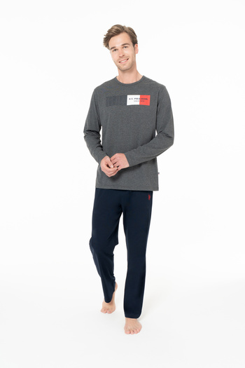 U.S. Polo Assn. Men's Basic Printed Crew Neck Anthracite Pajama Set - Anthracite - Sreia18M94C5-Sant