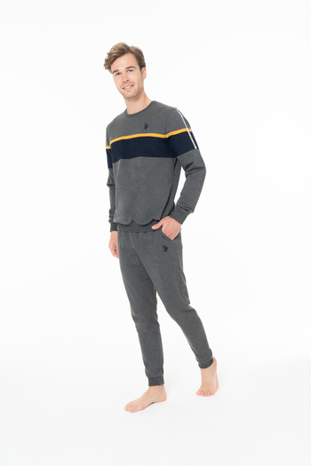 U.S. Polo Assn. Men's Color Block Elastic Leg Anthracite Home Wear - Anthracite - Sreia18M93C6-Sant