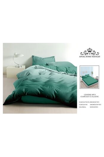 OEM 4-Piece Elastic Bed Linen Set, UNI Wave Pattern 180x200cm with 2 Pillowcases Included