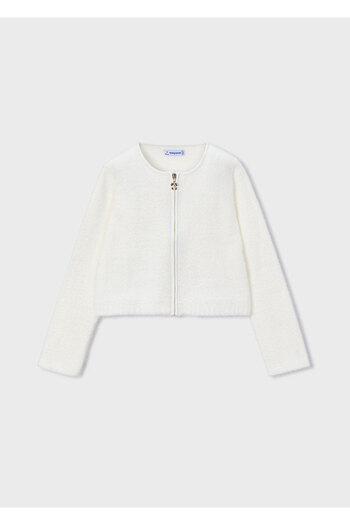 MAYORAL Girl's Fur Knitted Cardigan Cream 4310