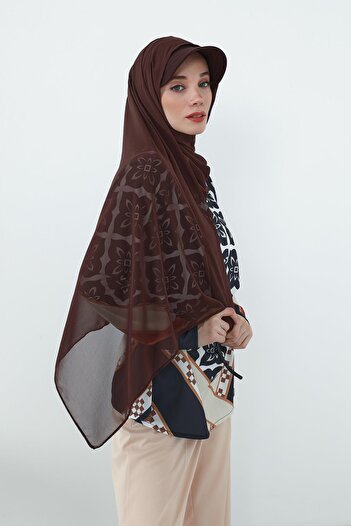 Aisha's Design Πρακτικό σάλι από σιφόν με χτενισμένο βαμβακερό κάλυμμα, SS-3, καφέ