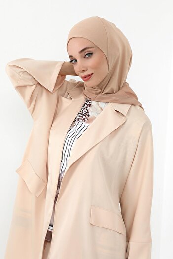 Aisha's Design Chiffon Hooded Combed Cotton Bonnet with Neck Covering Feature, B-95, Milk Coffee - Milk Coffee