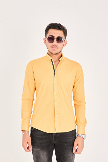 jack carisma Poplin Cotton Lycra Slim Fit Men's Shirt with Point Print