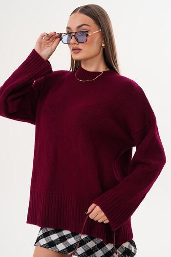 ŞİMAL Women's Half Fisherman Knit Oversized Sweater 255087 -