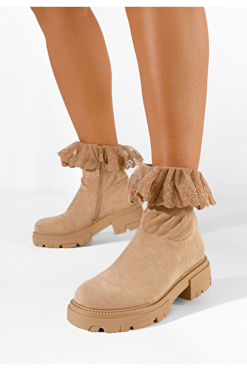 B T Shoes Γυναικεία μποτάκια Χακι Menaira