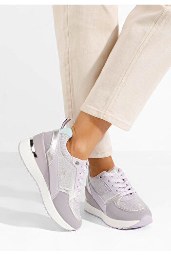B T Shoes Svetlě fialové dámské tenisky na klínku Zaneta